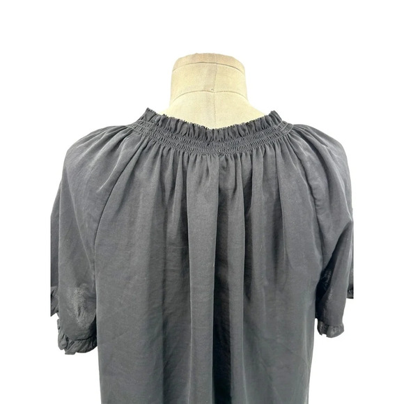 Current‎ Air Los Angeles Black Ruffle Short Sleeve Blouse Size Small - Picture 8 of 11